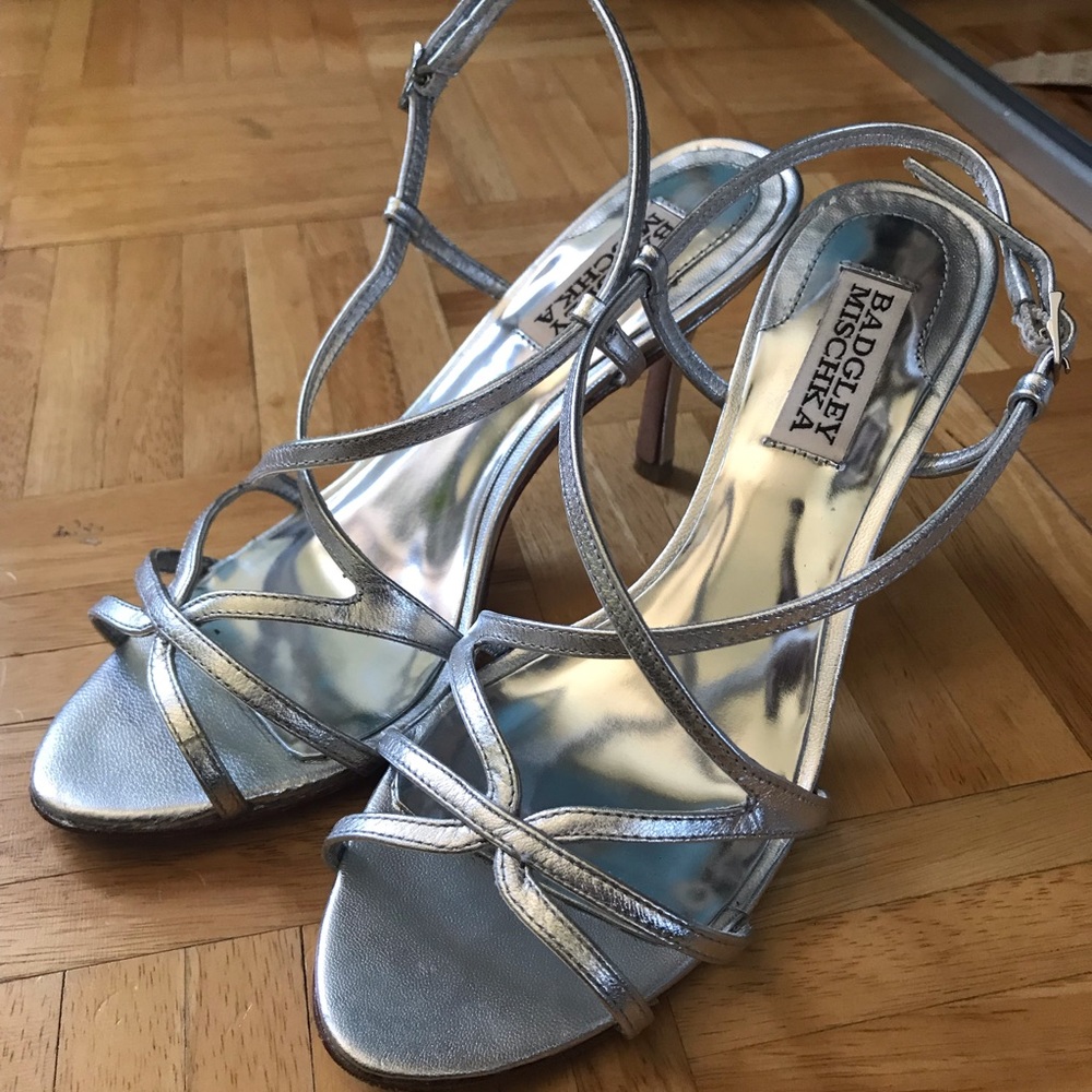 Badgley Mischka Silver Dress Sandals Heels Ava II